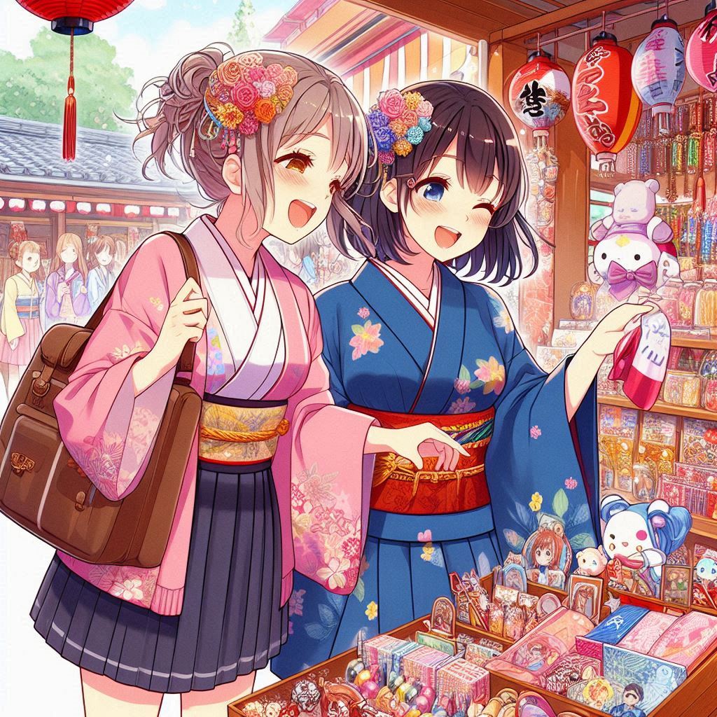 聖地巡礼を楽しむ少女