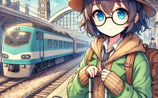 旅行をしている人物のアニメ風イラスト 1