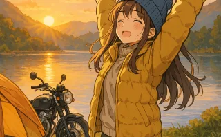 バイクでキャンプ旅女子