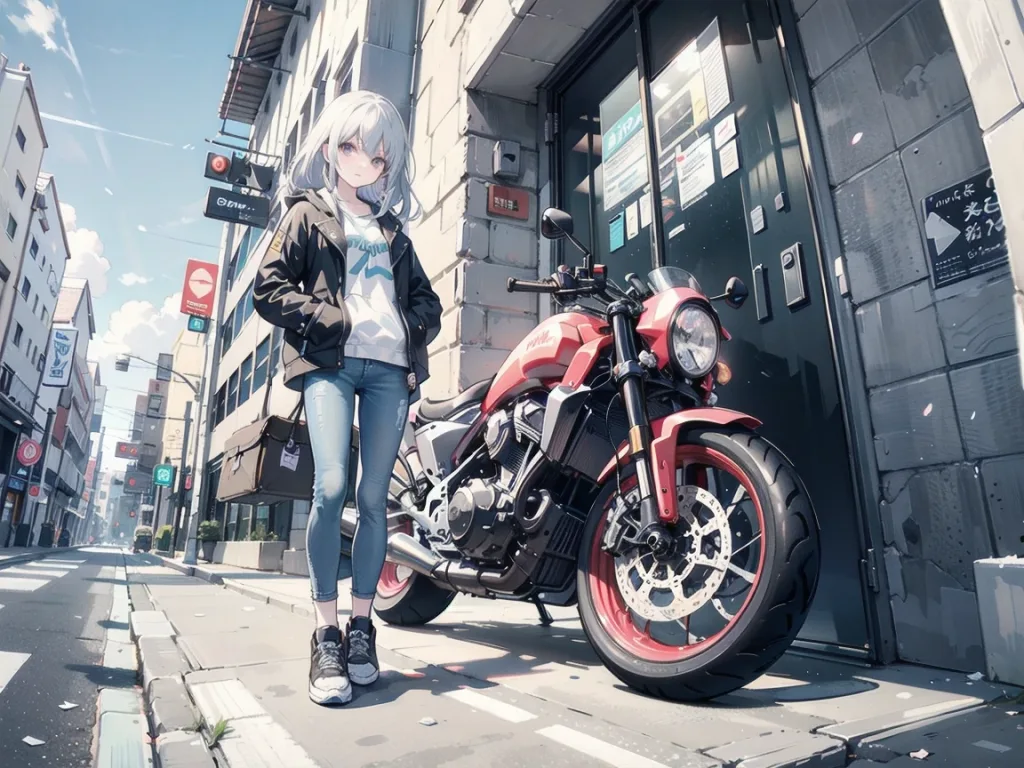 バイク少女【Image generated with SeaArt】