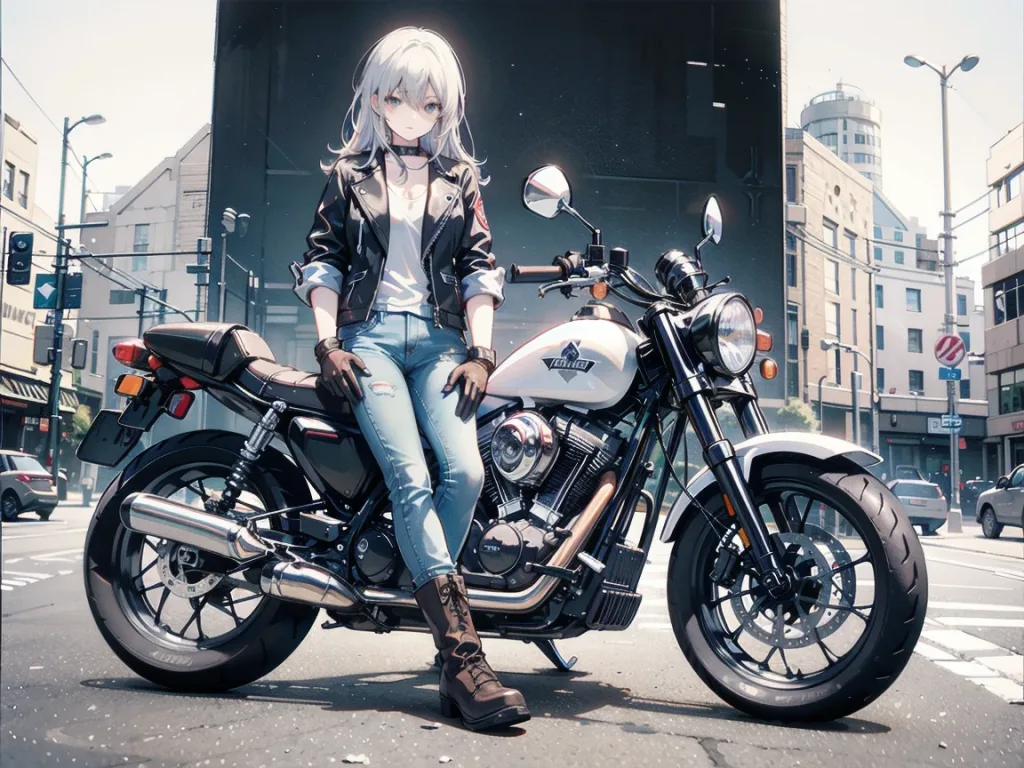 バイク少女【Image generated with SeaArt】