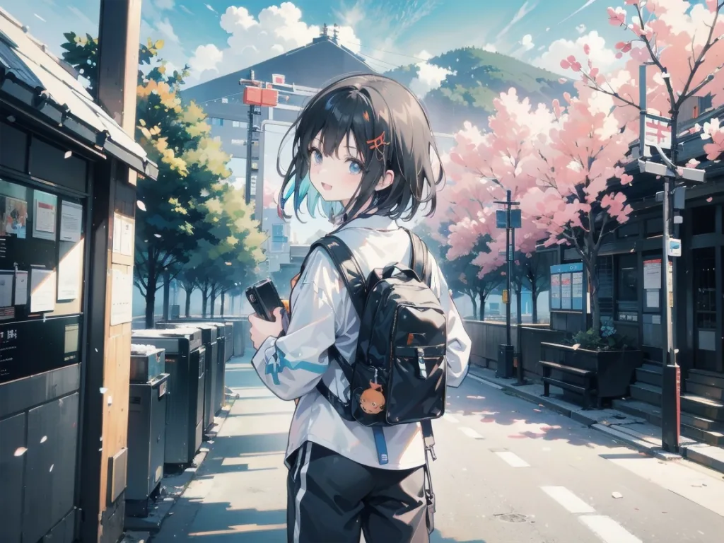 アニメの舞台を巡る旅行をする少女のイメージ画像