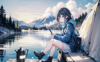 キャンプ女子と富士山2