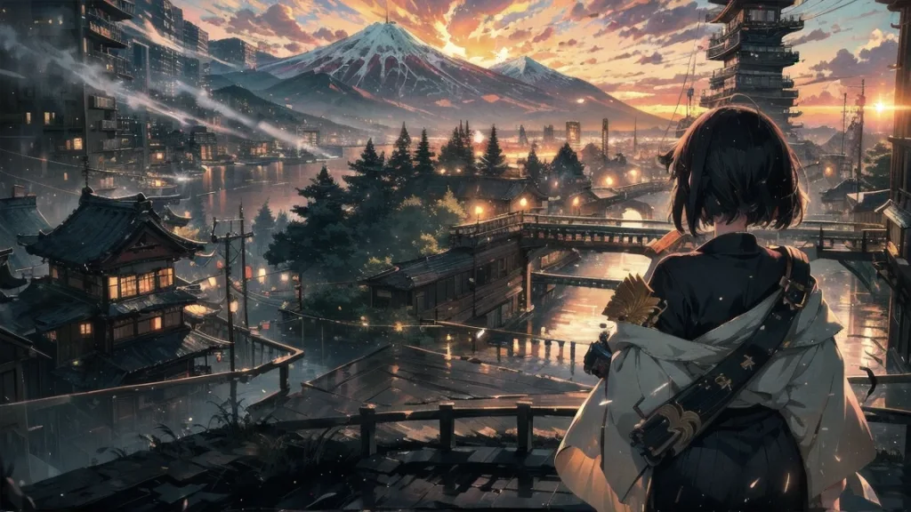 アニメの舞台を巡る旅行をする少女のイメージ画像