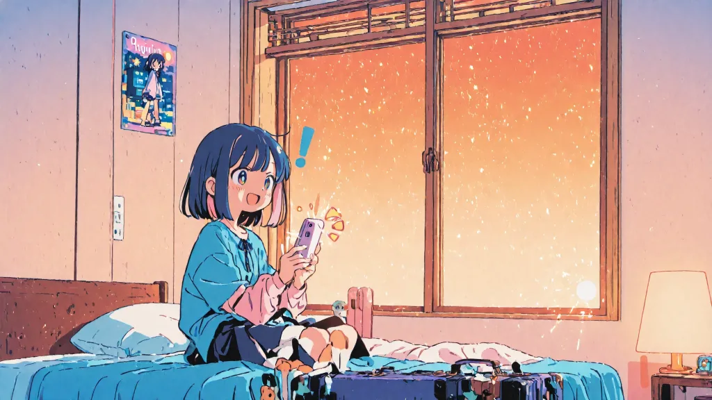 スマホでお得な宿をみつける少女【Image generated with SeaArt】