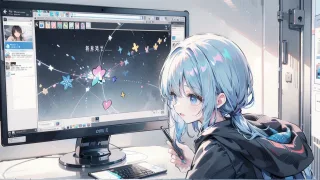 ネットの友人と話す女子