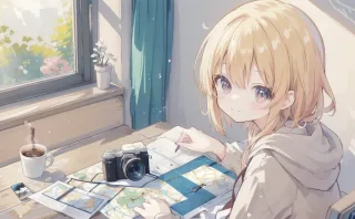 旅の計画をする少女2