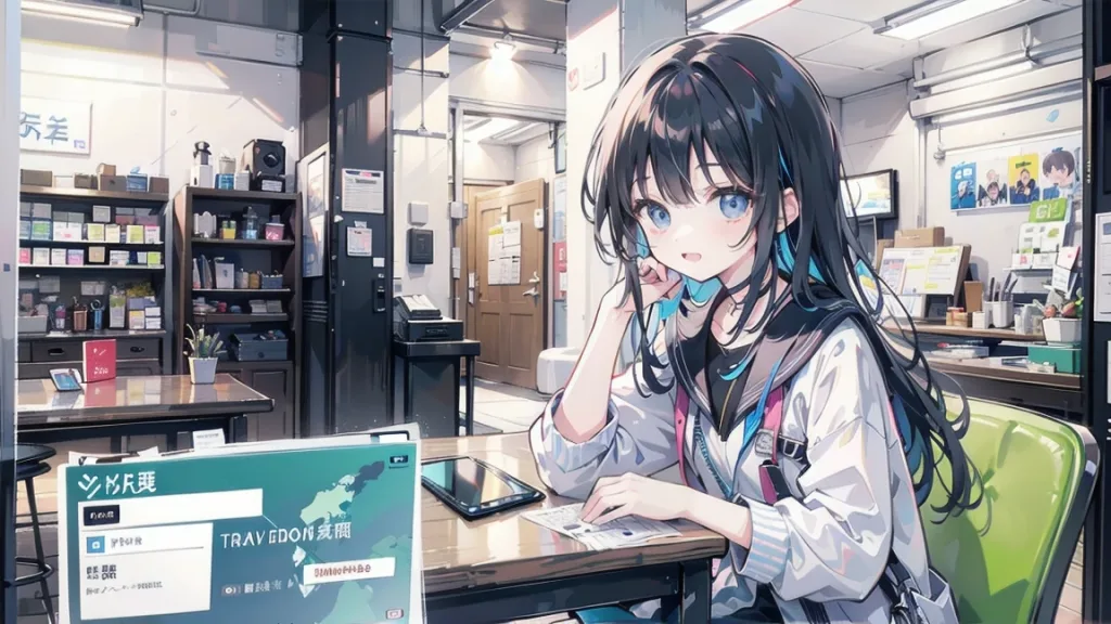 旅行先を相談する女子【Image generated with SeaArt】