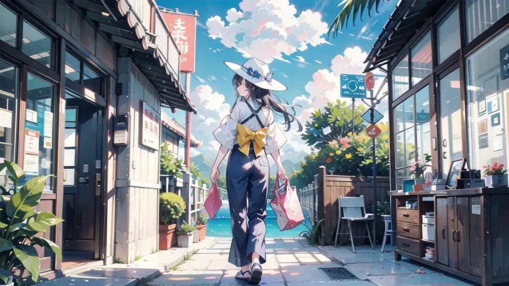 観光地を歩く女子【Image generated with SeaArt】