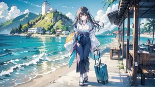 観光地を歩く女子3